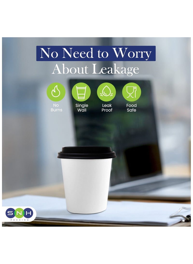 SNH Packing 4 oz (Pack of 50) Heavy Duty Disposable Coffee Paper Cup with Lid White- Single Wall Disposable Cups with Lid for Cold & Hot Drinks - Ideal Coffee Cups Disposable for Cafes & Offices. - Image 4